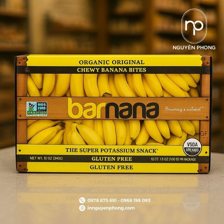 Mẫu thùng carton đựng chuối in thông tin chi tiết